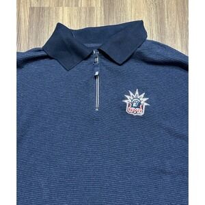 Vintage CCM New York Rangers Lady Liberty Logo NHL Knit Zip Polo Sweater Sz XL